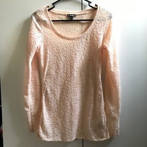 Express sz S Light pink peach lace crochet Sweater